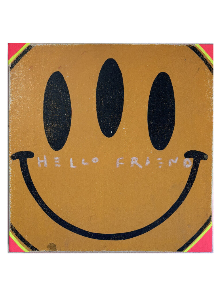 Hello friend!
Acrylic, spray paint & oil stick on board
30 x 30 cm
$850.00