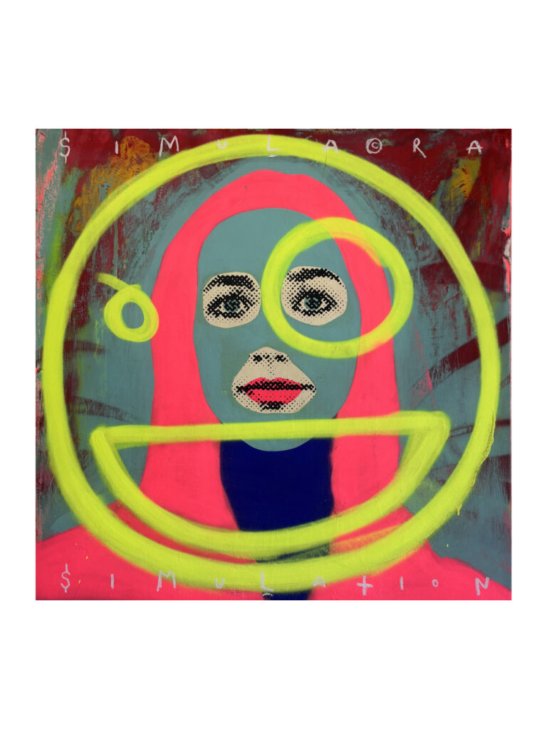 Simulacra & Simulation 
Acrylic, spray paint & oil stick on board
80 x 80 cm
$2400.00
