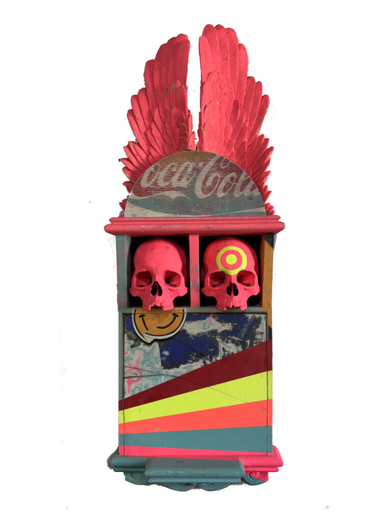 The ancient future
Acrylic, spray paint & polyurethane on assembled board & timber
100 x 36 cm
$2350.00