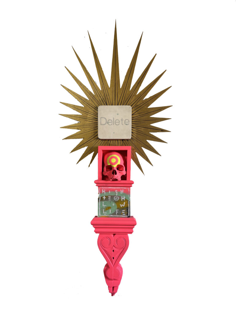 The holy key
Acrylic, spray paint, oil stick & polyurethane on assembled board & timber
142.5 x 59 cm
$2500.00